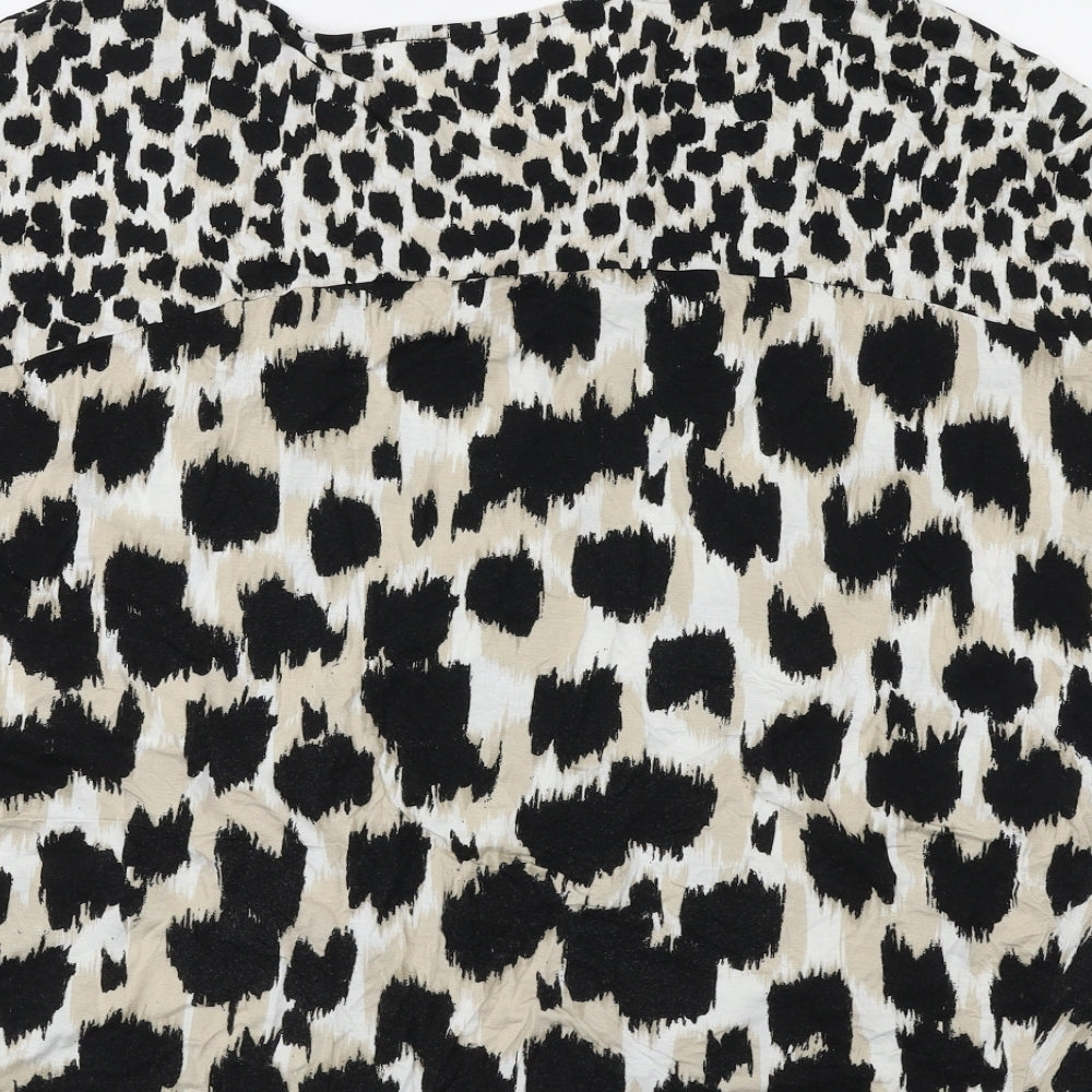 F&F Womens Beige Animal Print Viscose Jersey T-Shirt Size 20 Round Neck
