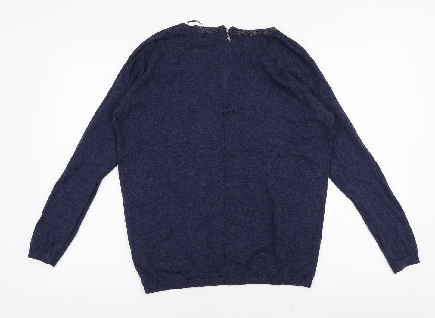 NEXT Womens Blue Round Neck  Wool Pullover Jumper Size 14