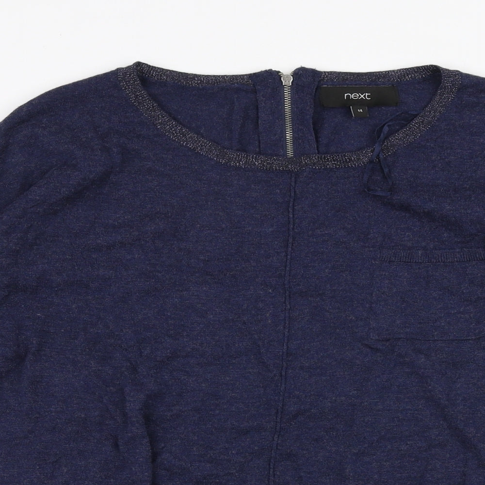 NEXT Womens Blue Round Neck  Wool Pullover Jumper Size 14