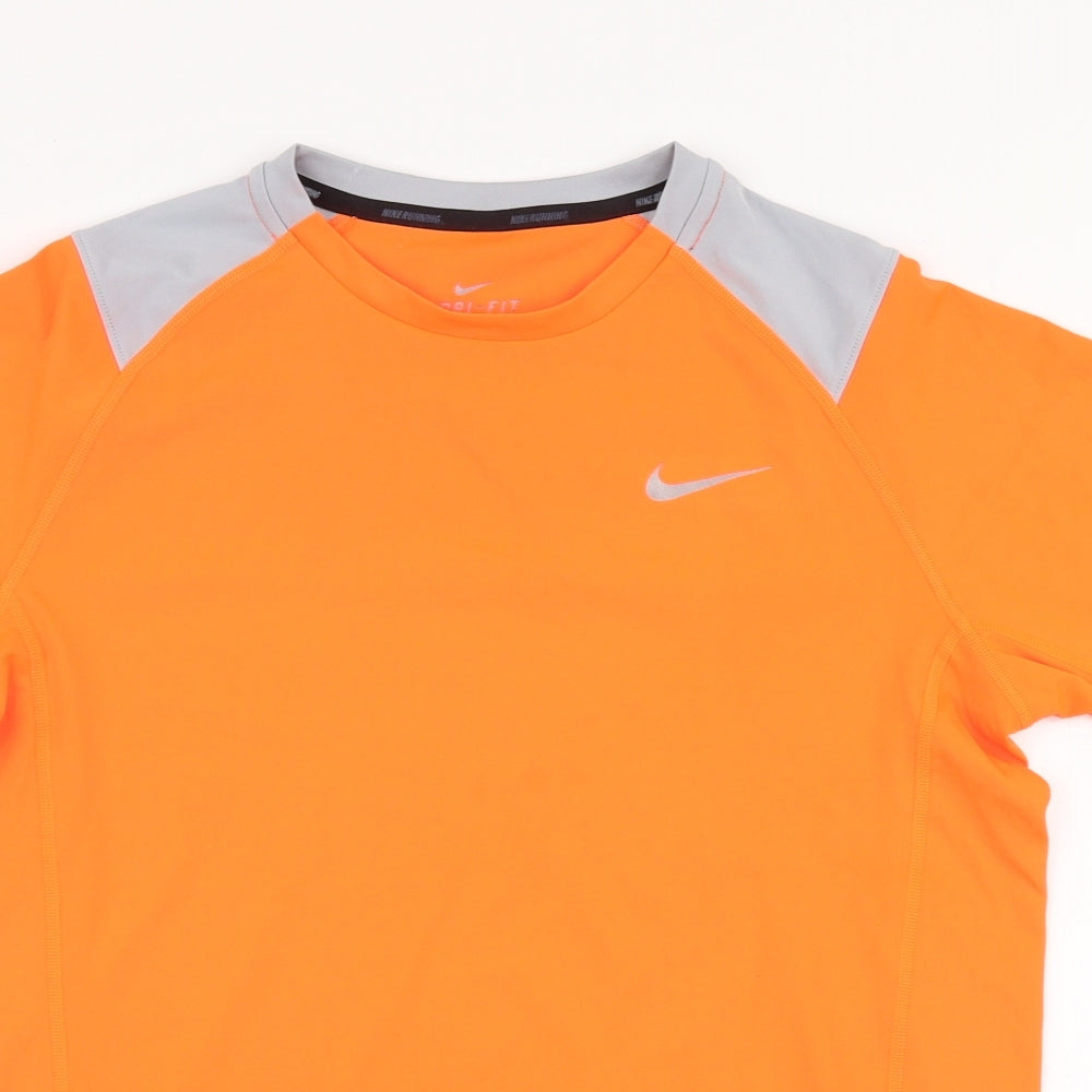 Nike Mens Orange  Polyester Jersey T-Shirt Size XL Round Neck Pullover