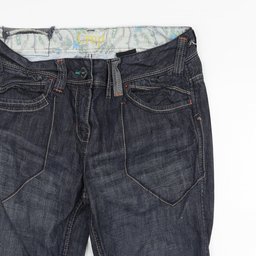 NEXT Womens Blue  100% Cotton Cargo Shorts Size 14 L14 in Regular Zip