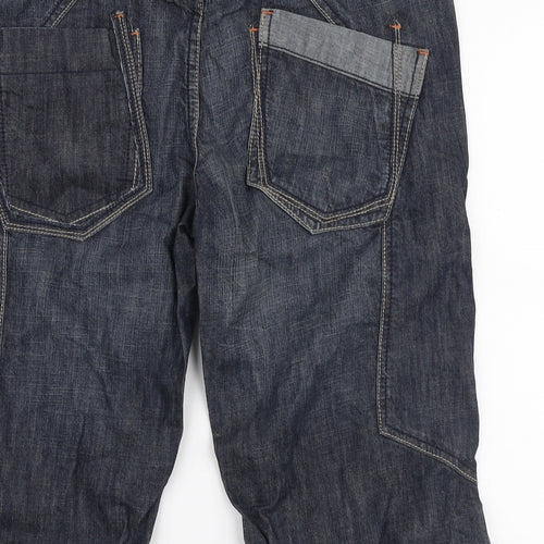NEXT Womens Blue  100% Cotton Cargo Shorts Size 14 L14 in Regular Zip