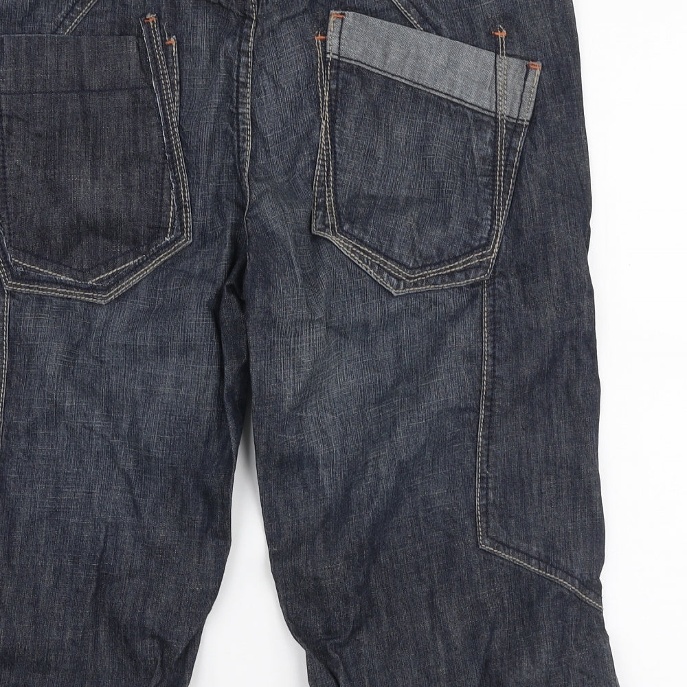 NEXT Womens Blue  100% Cotton Cargo Shorts Size 14 L14 in Regular Zip