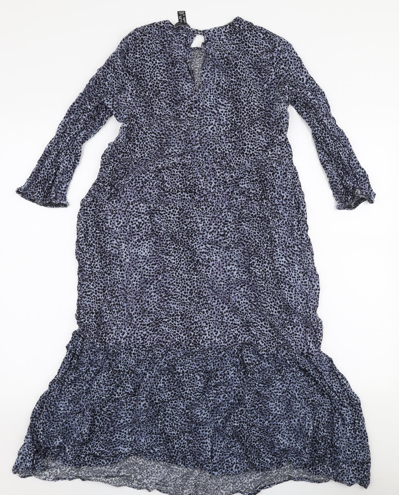 New Look Womens Grey Animal Print Viscose A-Line  Size 10  Round Neck Button