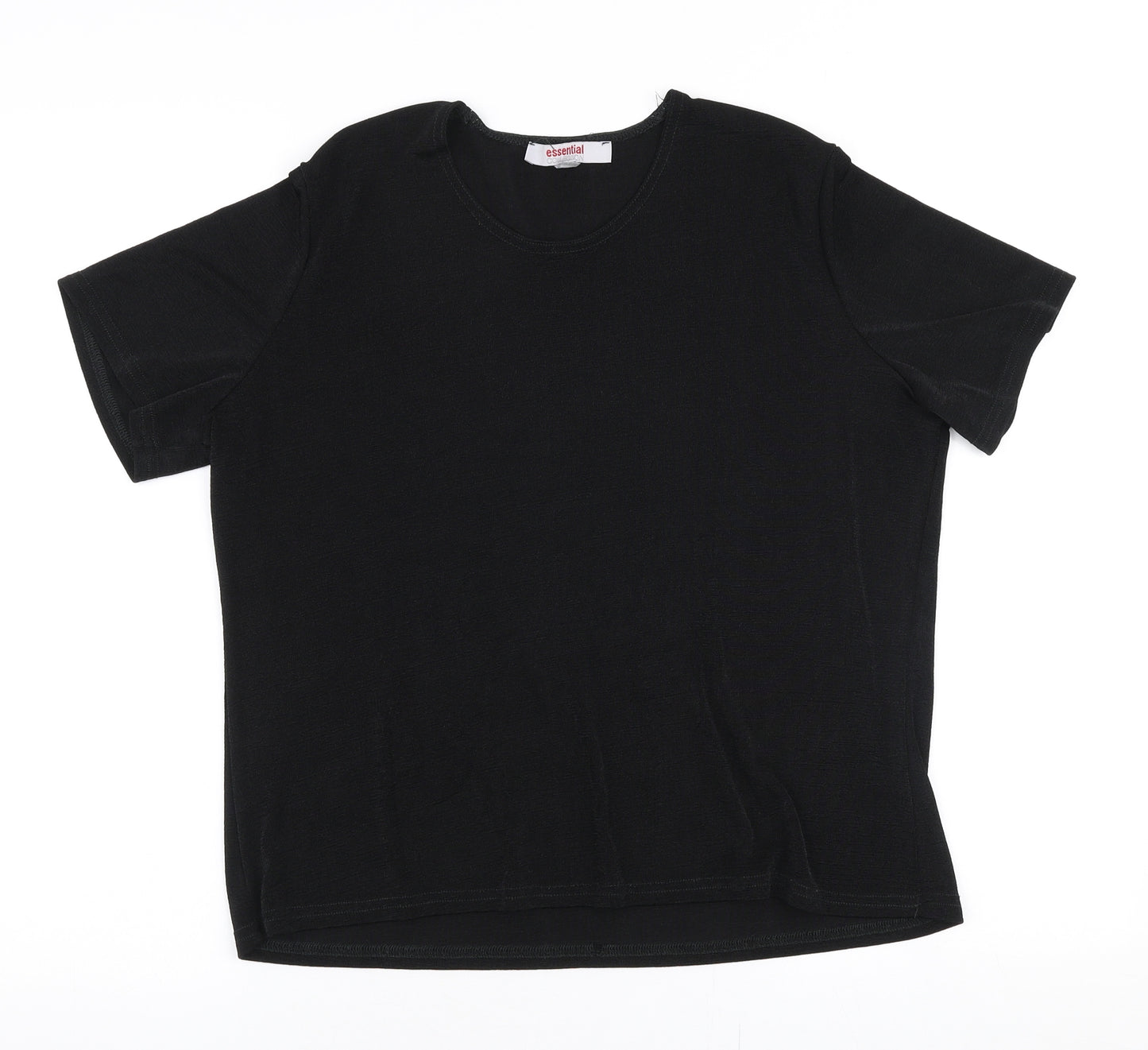 Essential Womens Black  Polyester Jersey Blouse Size 16 Round Neck