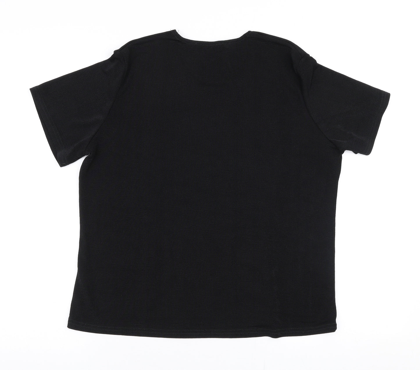 Essential Womens Black  Polyester Jersey Blouse Size 16 Round Neck