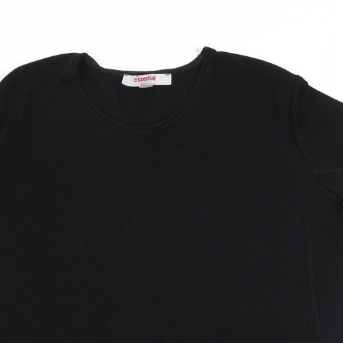 Essential Womens Black  Polyester Jersey Blouse Size 16 Round Neck