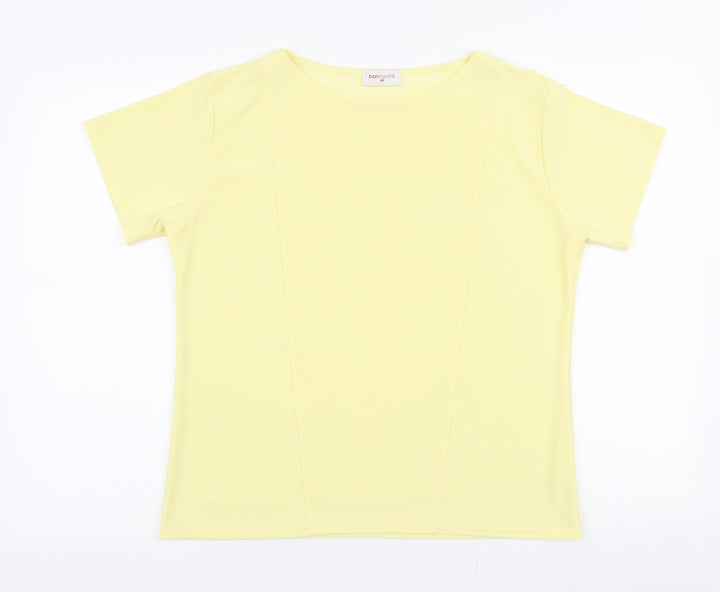Bonmarche Womens Yellow  Polyester Basic Blouse Size M Round Neck