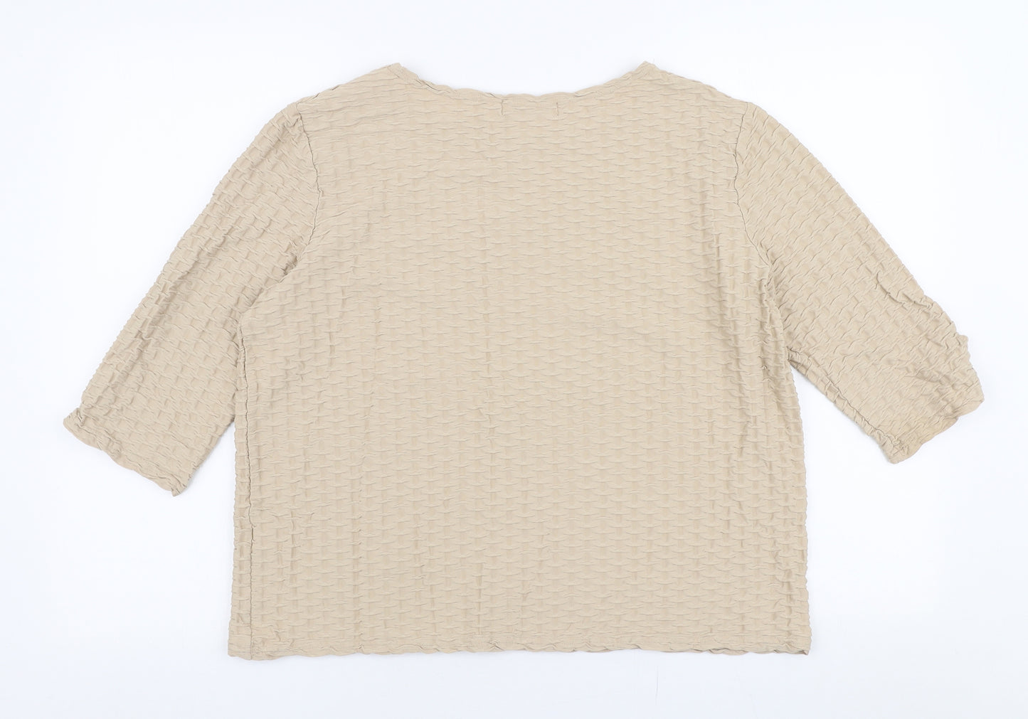 Bonmarche Womens Beige  Polyamide Basic Blouse Size L Round Neck