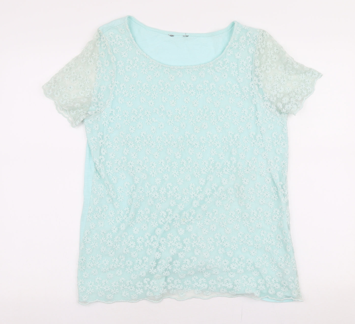 F&F Womens Blue  100% Cotton Basic Blouse Size 18 Round Neck