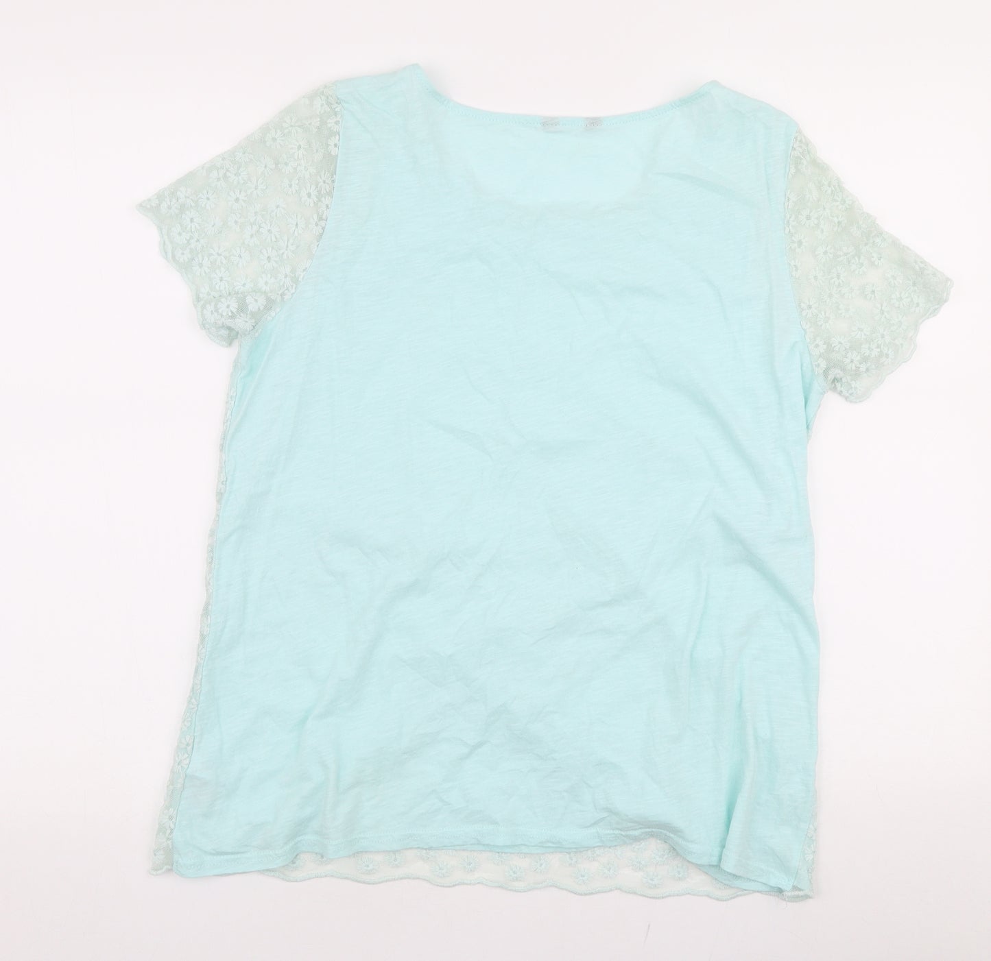 F&F Womens Blue  100% Cotton Basic Blouse Size 18 Round Neck