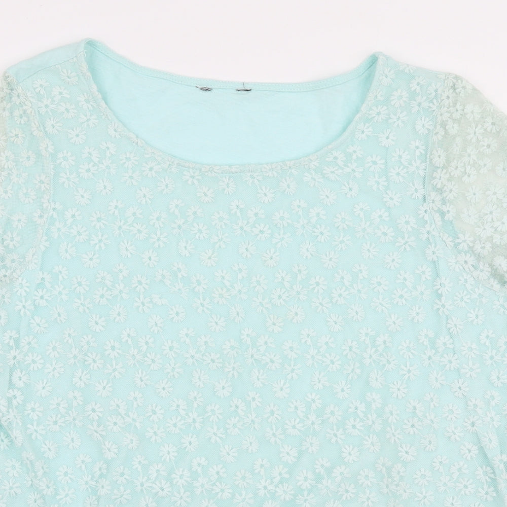 F&F Womens Blue  100% Cotton Basic Blouse Size 18 Round Neck