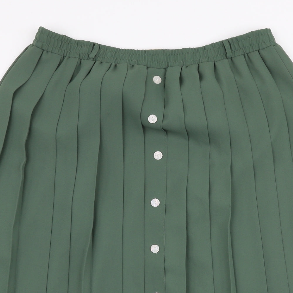Compliments Womens Green  Polyester Pleated Skirt Size 18