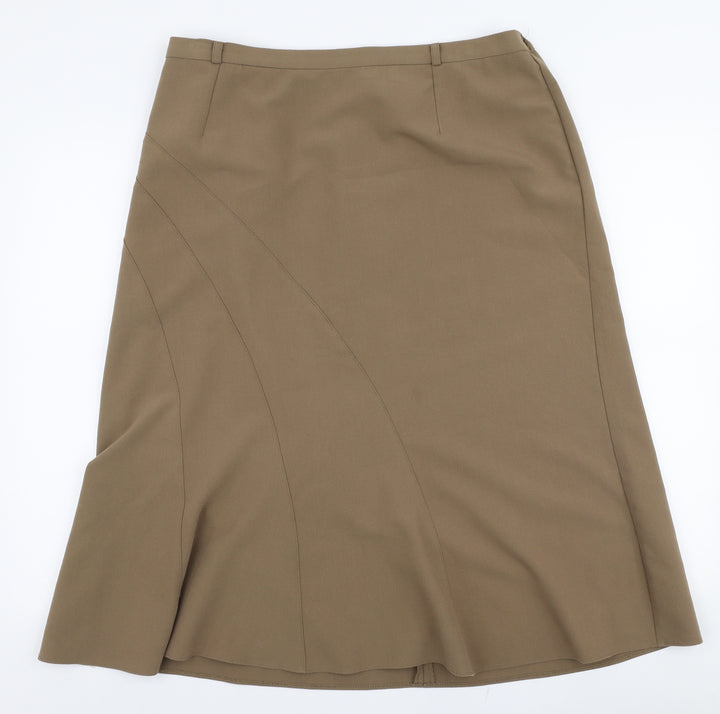 Essential Womens Brown Polyester A-Line Skirt Size 34 in Zip