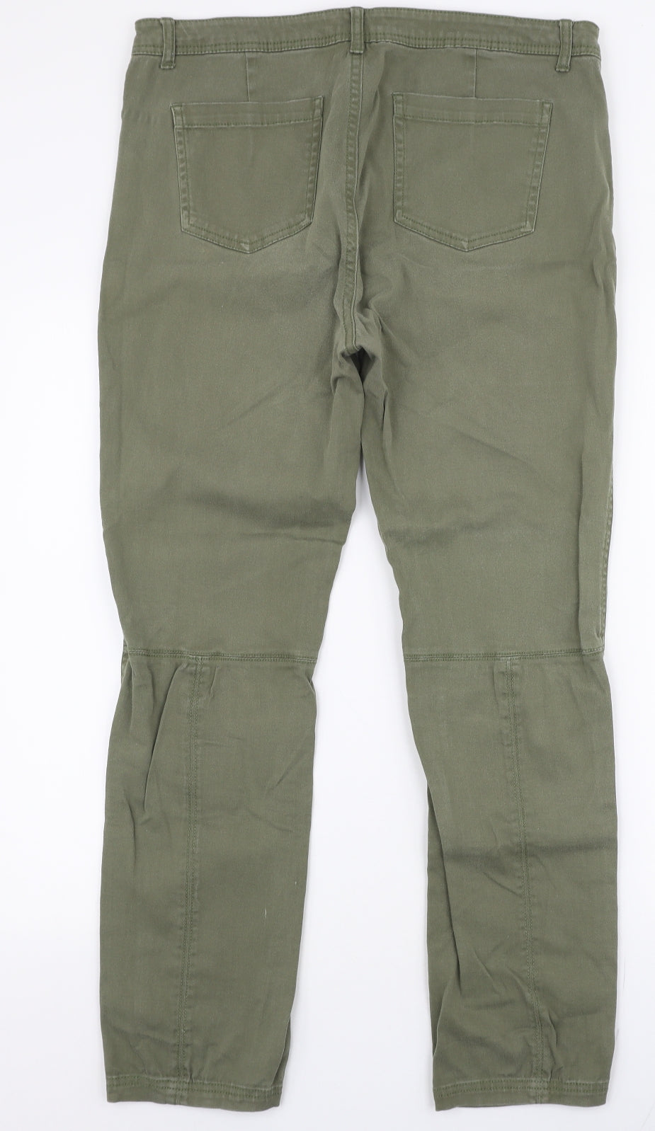 Peacocks Womens Green  Cotton Cargo Trousers Size 14 L28 in Slim Zip