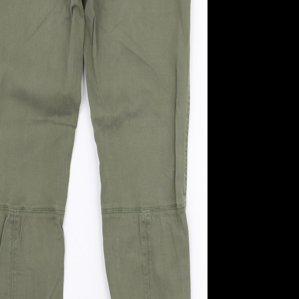 Peacocks Womens Green  Cotton Cargo Trousers Size 14 L28 in Slim Zip