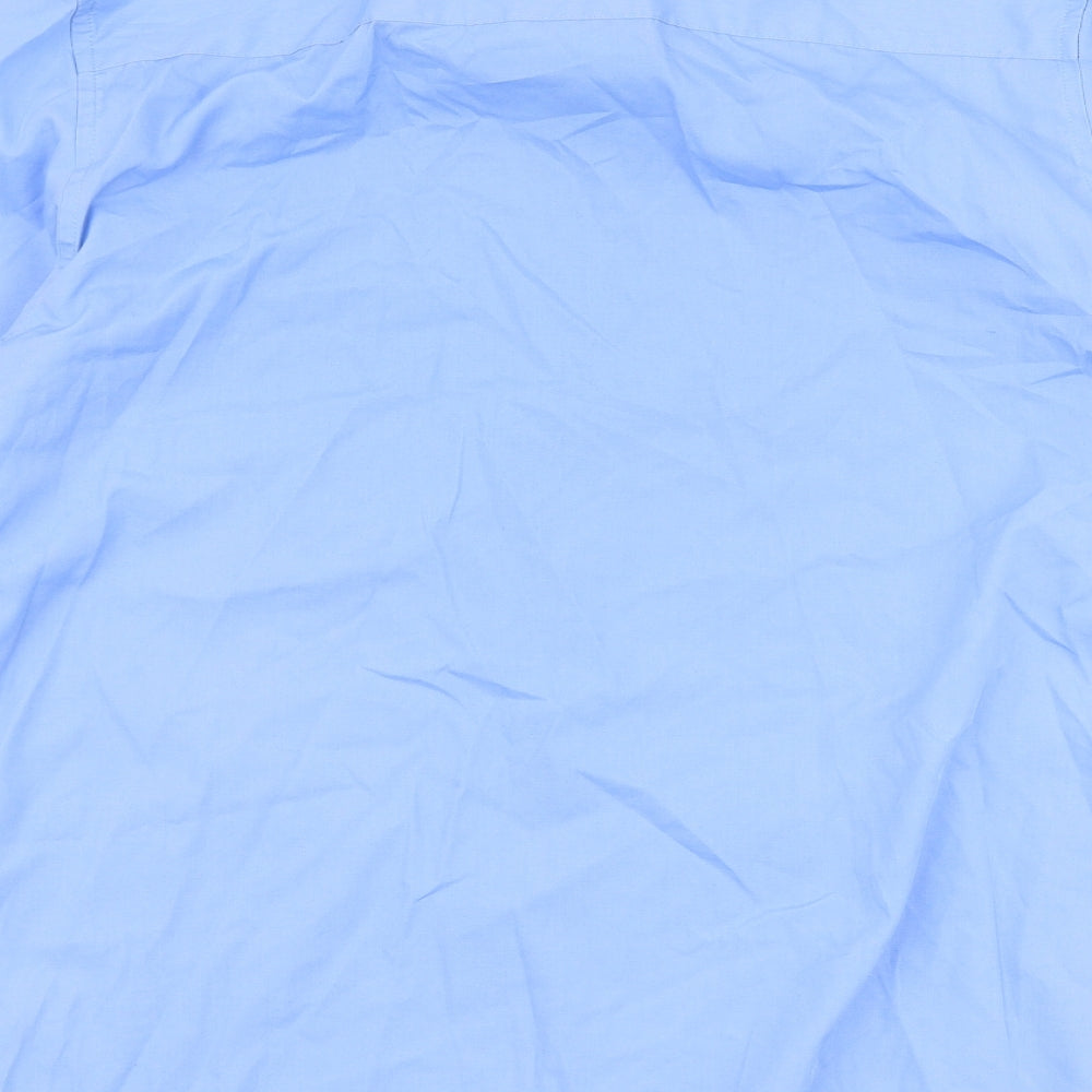 Marks and Spencer Boys Blue  Cotton Basic Dress Shirt Size 16 Years Collared Button