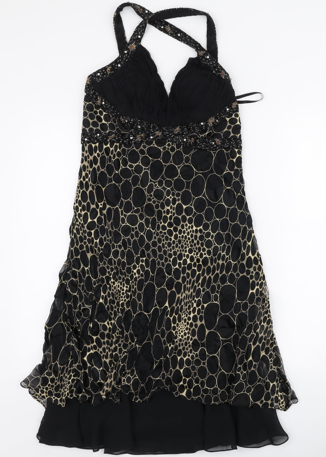 Official Womens Multicoloured Animal Print Silk Trapeze & Swing  Size 14  Halter Pullover