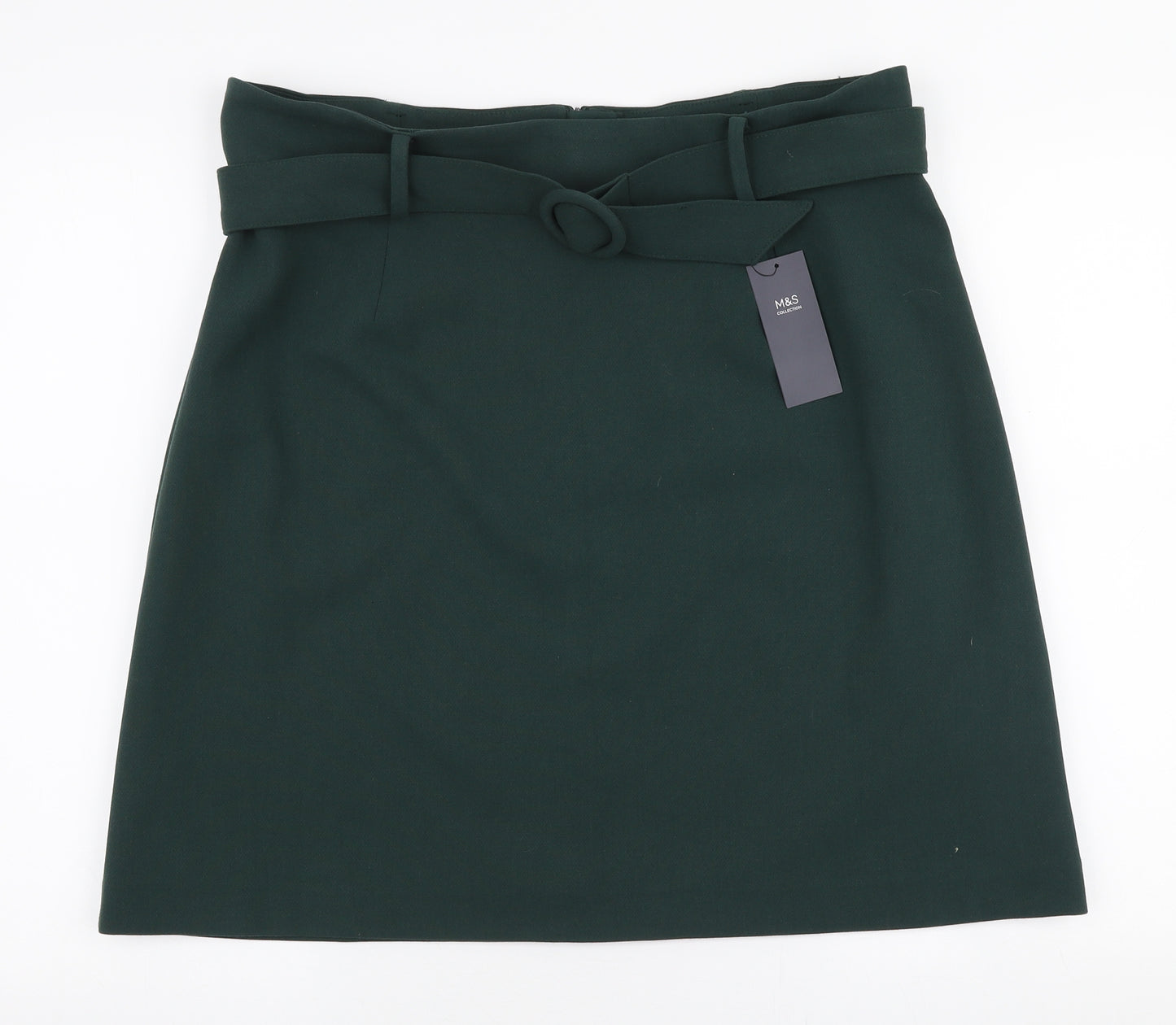 Marks and Spencer Womens Green  Polyester A-Line Skirt Size 18   Zip