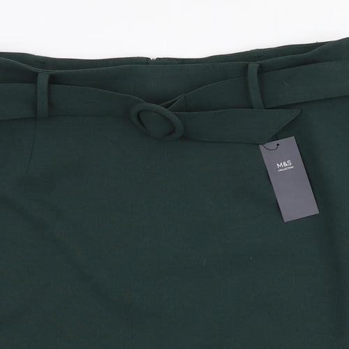Marks and Spencer Womens Green  Polyester A-Line Skirt Size 18   Zip