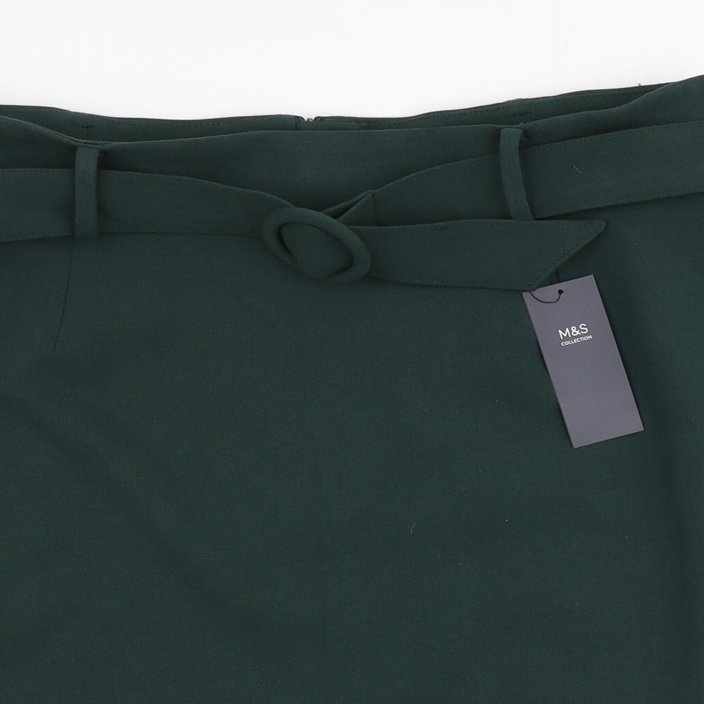 Marks and Spencer Womens Green  Polyester A-Line Skirt Size 18   Zip