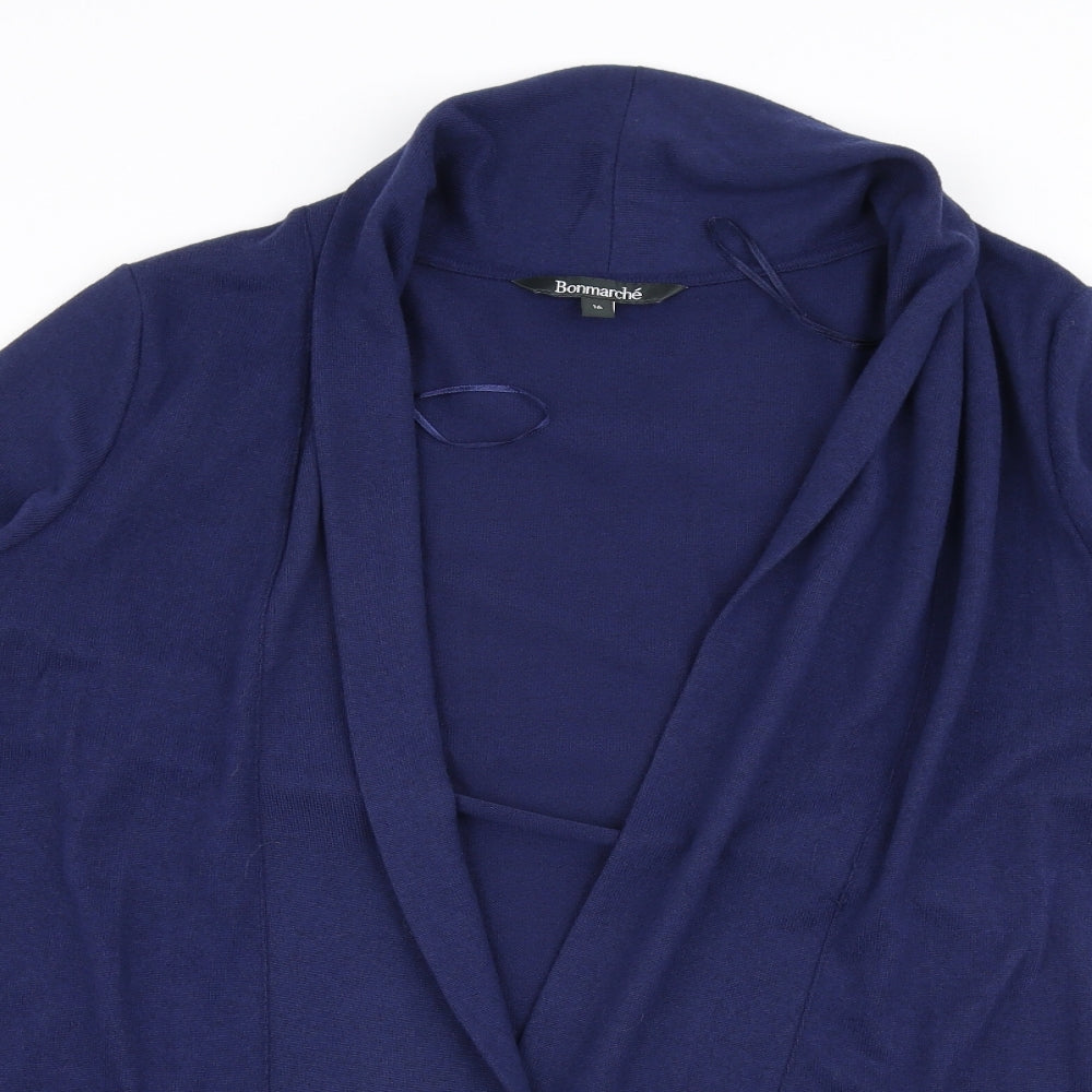 Bonmarché Womens Blue V-Neck  Polyester Cardigan Jumper Size 16