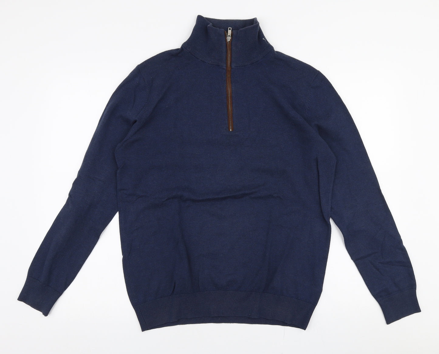 JACK & JONES Mens Blue High Neck  Acrylic Pullover Jumper Size M