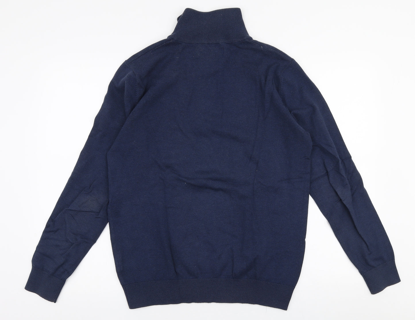 JACK & JONES Mens Blue High Neck  Acrylic Pullover Jumper Size M