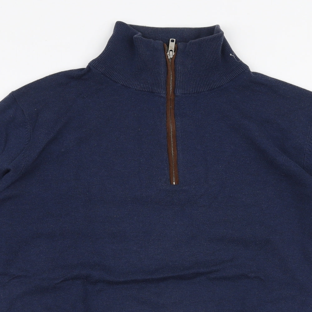 JACK & JONES Mens Blue High Neck  Acrylic Pullover Jumper Size M