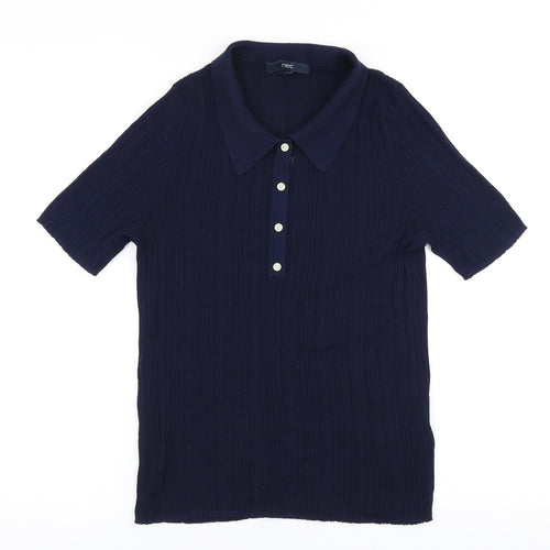 NEXT Womens Blue  Viscose Basic Polo Size 16 Collared