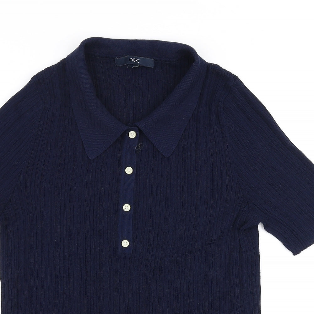 NEXT Womens Blue  Viscose Basic Polo Size 16 Collared