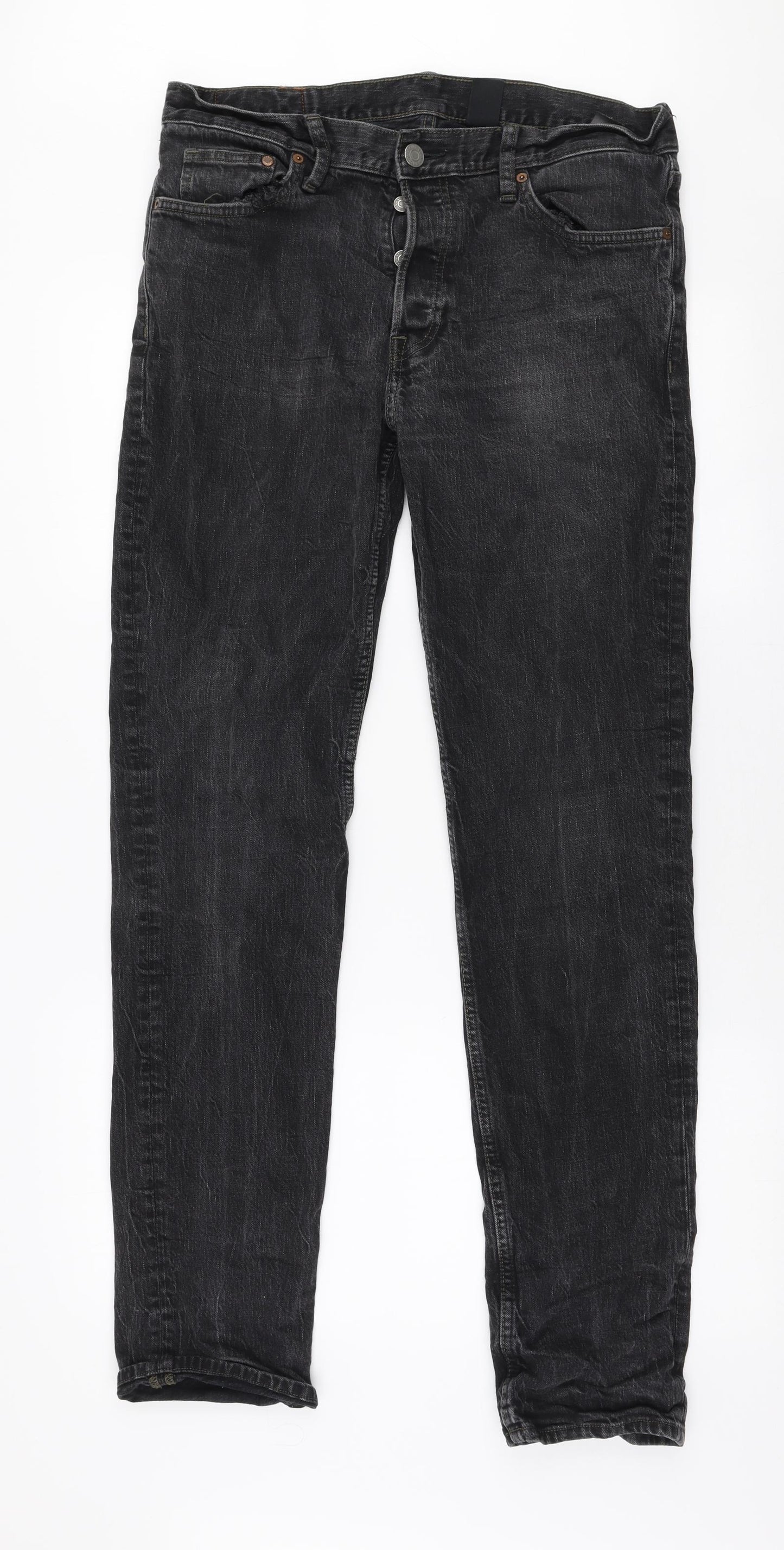H&M Mens Black  Polyester Skinny Jeans Size 33 in L34 in Slim Zip