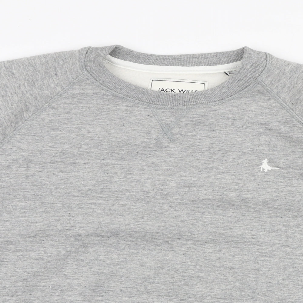 Jack Wills Womens Grey  Cotton Pullover Sweatshirt Size 14  Pullover