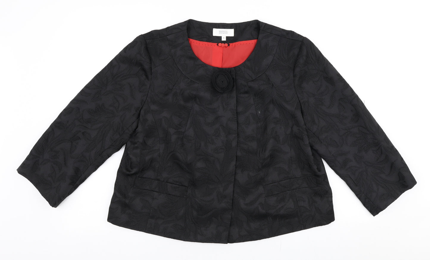 Marks and Spencer Womens Black   Jacket Blazer Size 16  Button