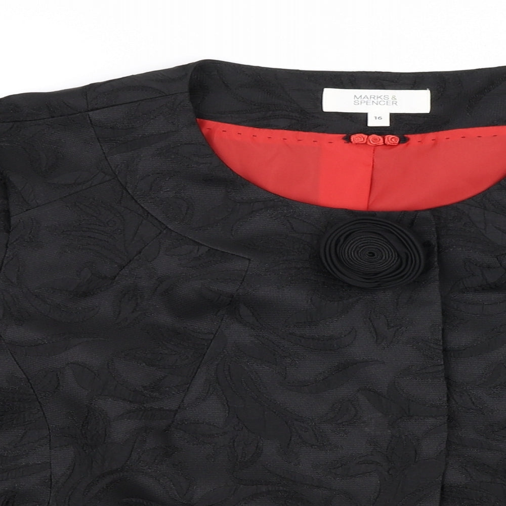 Marks and Spencer Womens Black   Jacket Blazer Size 16  Button