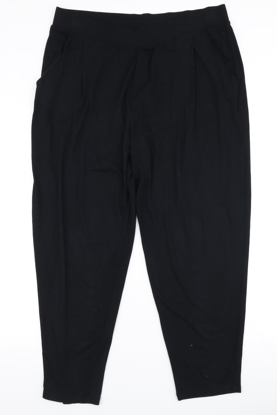 Marks and Spencer Womens Black  Viscose Jogger Trousers Size 16 L25 in Regular