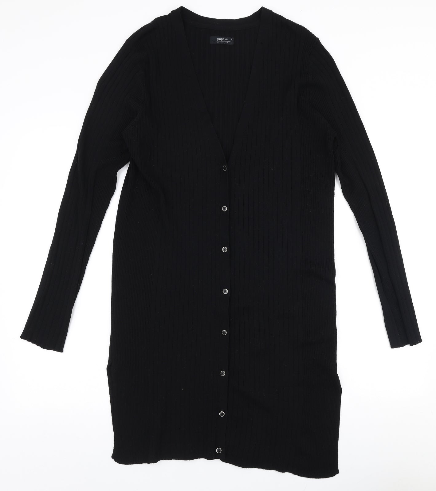Papaya Womens Black V-Neck  Viscose Cardigan Jumper Size 18