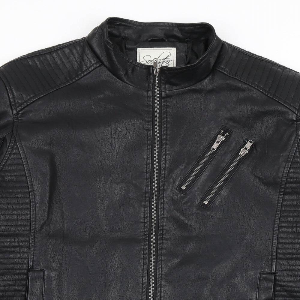 Soulstar Mens Black   Bomber Jacket Jacket Size XL  Zip