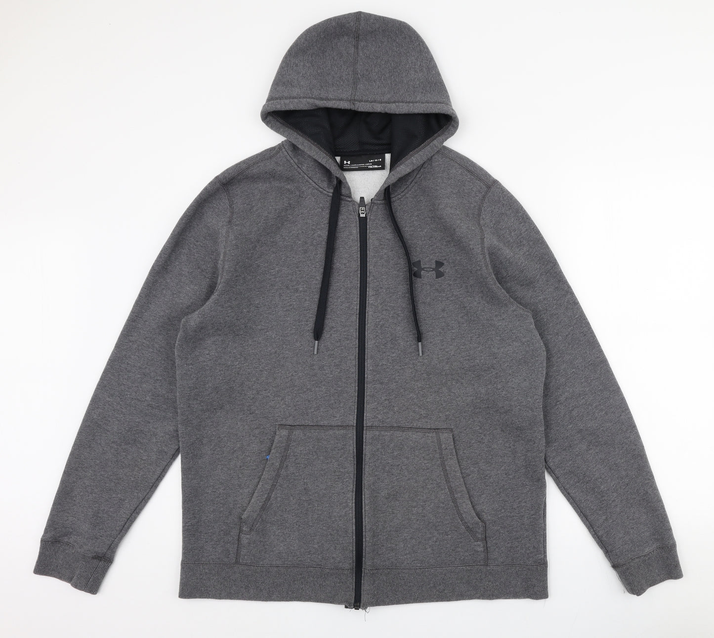 Under armour Mens Grey  Polyester Full Zip Hoodie Size L