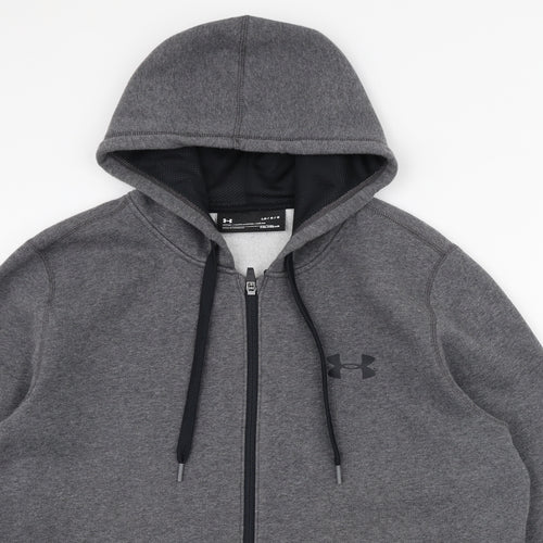 Under armour Mens Grey  Polyester Full Zip Hoodie Size L