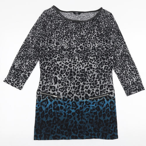 F&F Womens Multicoloured Round Neck Animal Print Polyester Pullover Jumper Size 8