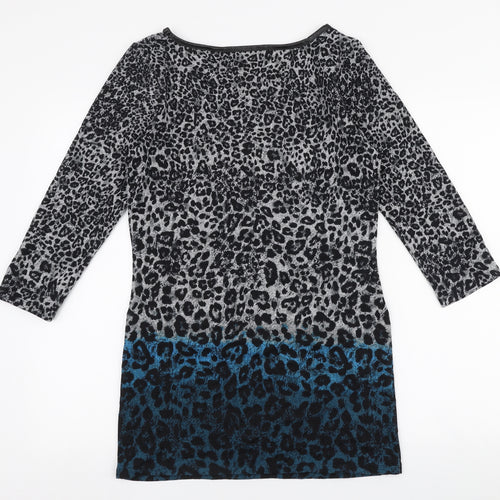 F&F Womens Multicoloured Round Neck Animal Print Polyester Pullover Jumper Size 8