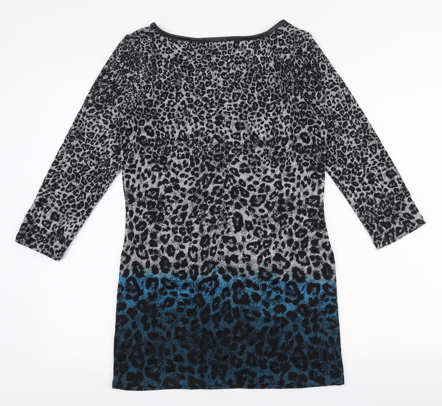 F&F Womens Multicoloured Round Neck Animal Print Polyester Pullover Jumper Size 8