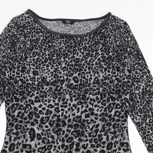 F&F Womens Multicoloured Round Neck Animal Print Polyester Pullover Jumper Size 8
