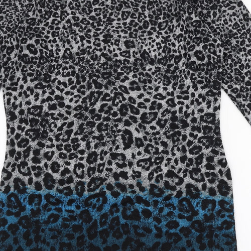 F&F Womens Multicoloured Round Neck Animal Print Polyester Pullover Jumper Size 8
