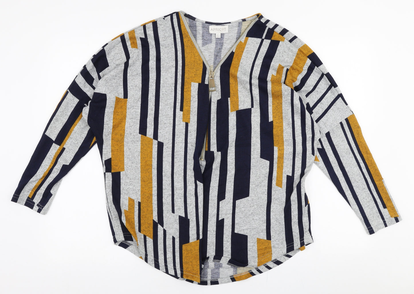 Apricot Womens Multicoloured V-Neck Striped Polyester Pullover Jumper Size 12