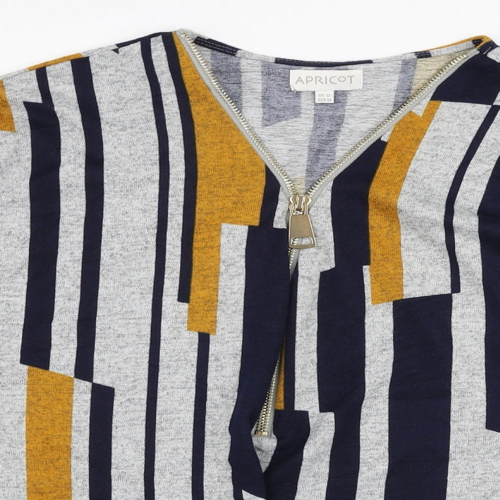 Apricot Womens Multicoloured V-Neck Striped Polyester Pullover Jumper Size 12