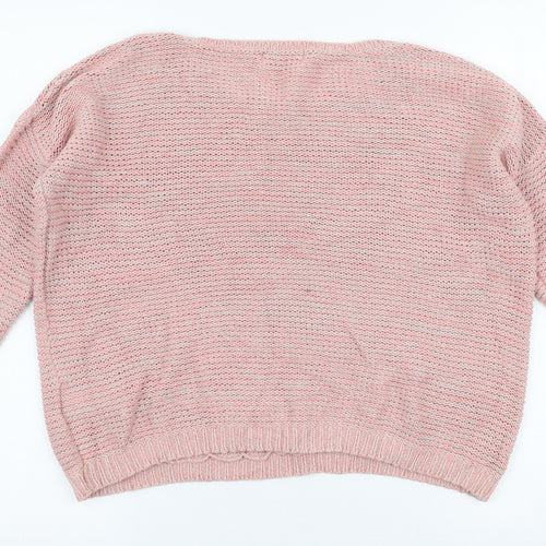 Marks and Spencer Womens Pink Boat Neck  100% Cotton Pullover Jumper Size 12