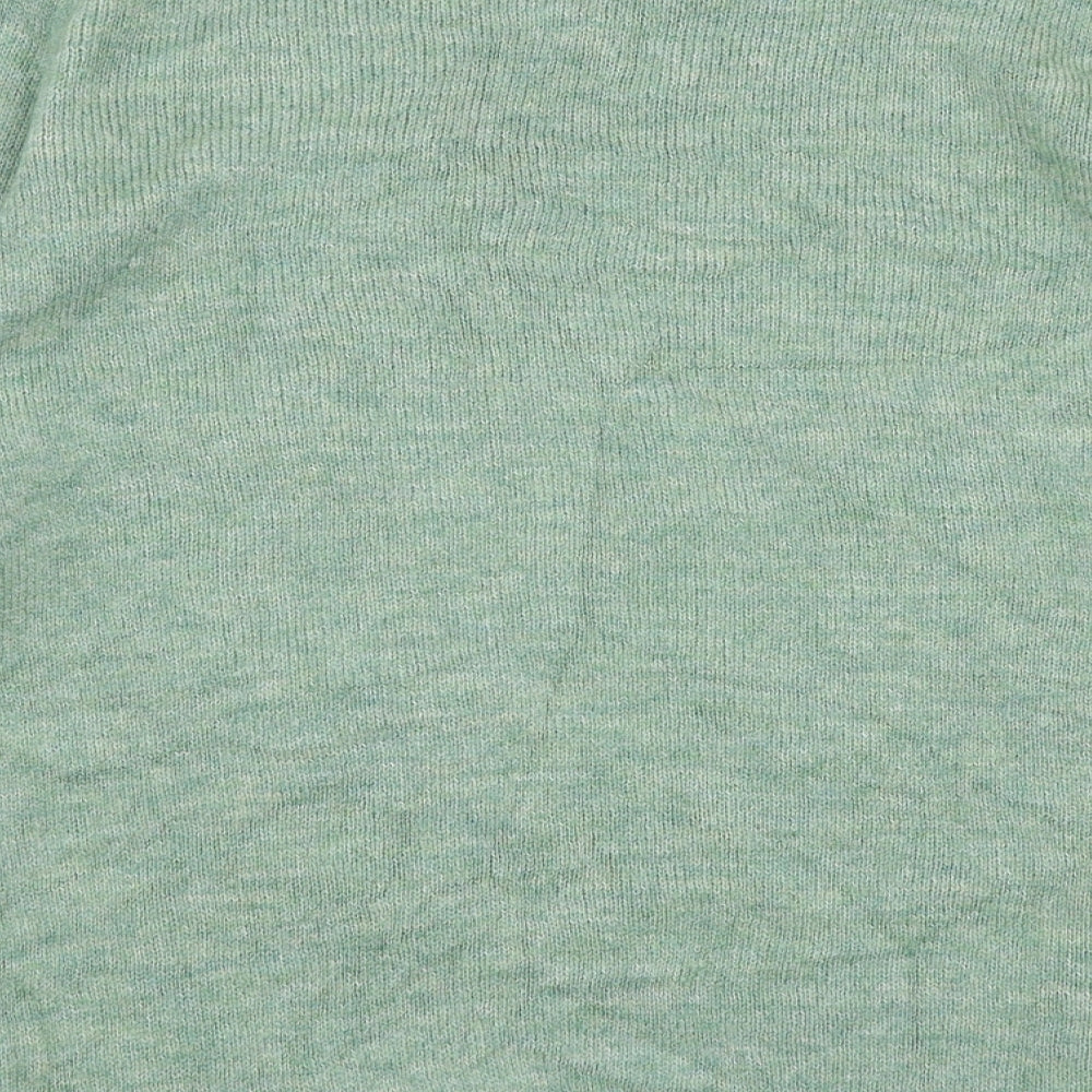 TU Womens Green Round Neck Floral Acrylic Pullover Jumper Size 14