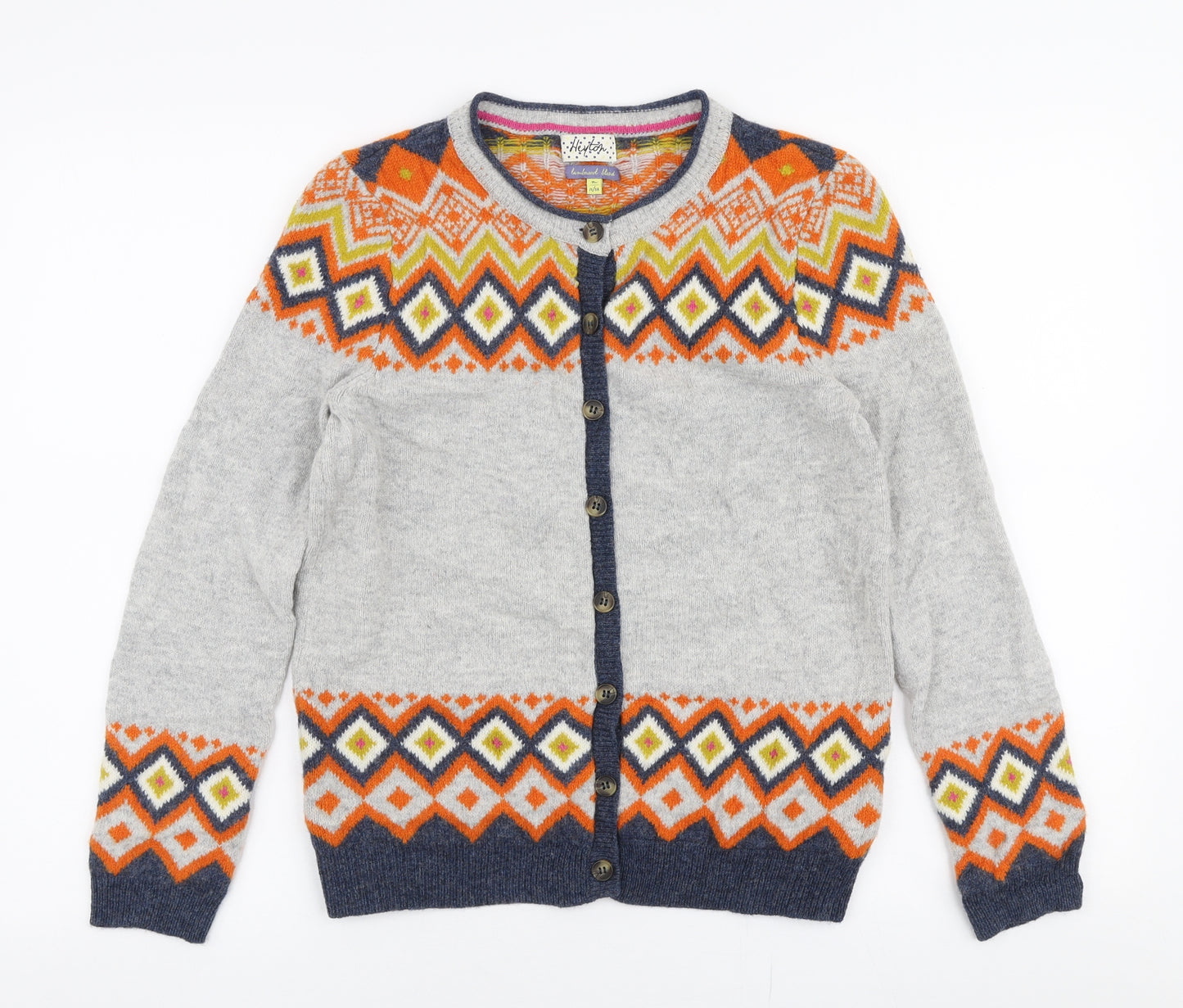 Heyton Womens Multicoloured Round Neck Fair Isle Wool Cardigan Jumper Size 12